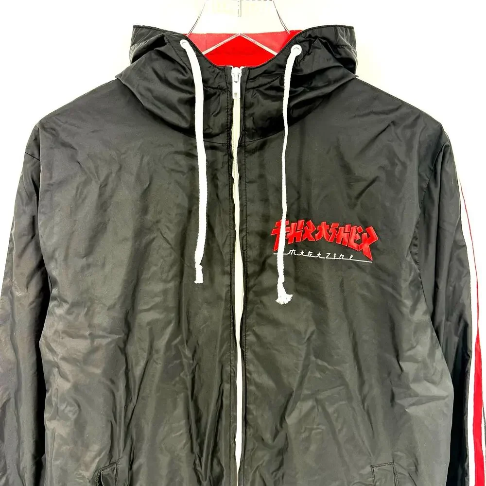 Thrasher Magazine Godzilla Track Jacket Size Large Black Red Skater Skateboard